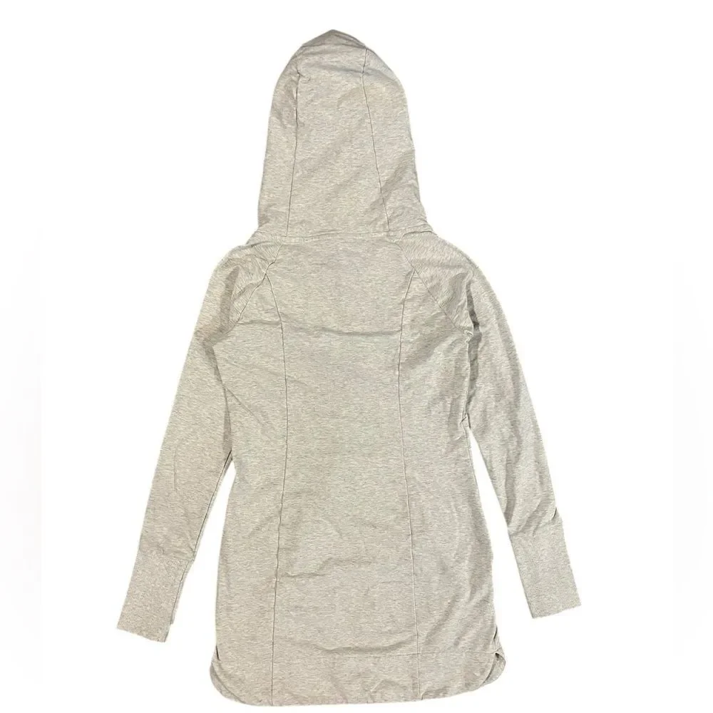 Athleta Long Zip Up Hoodie Heathered Gray Tunic Duster Sweatshirt Womens Small